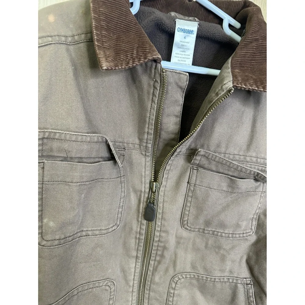 Gymboree‎ Kids Brown barn jacket Canvas Corduroy Collar Coat Jacket Size 6
